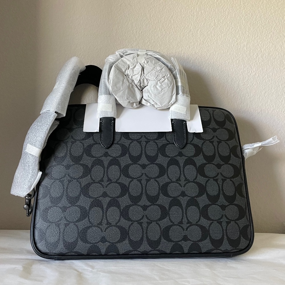 Coach Liam Compact Brief In Signature Canvas